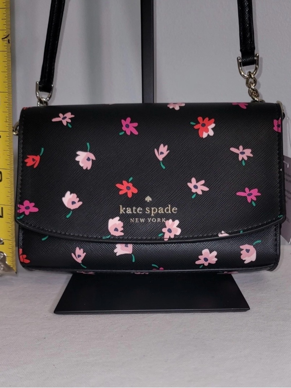 Kate Spade Staci Ditsy Buds Crossbody Bag Built-In Wallet Black Floral WLR00607 - Picture 16 of 16
